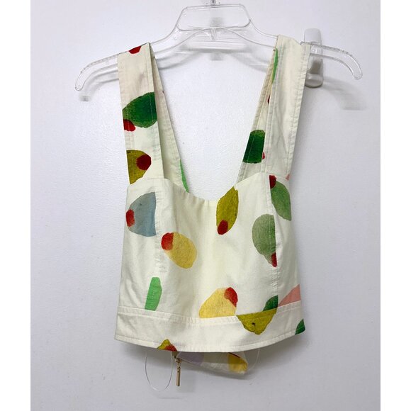 Rachel Antonoff Filthy Martini Olive Print Antonia Crop Top Dots Circles 12 - Picture 3 of 14